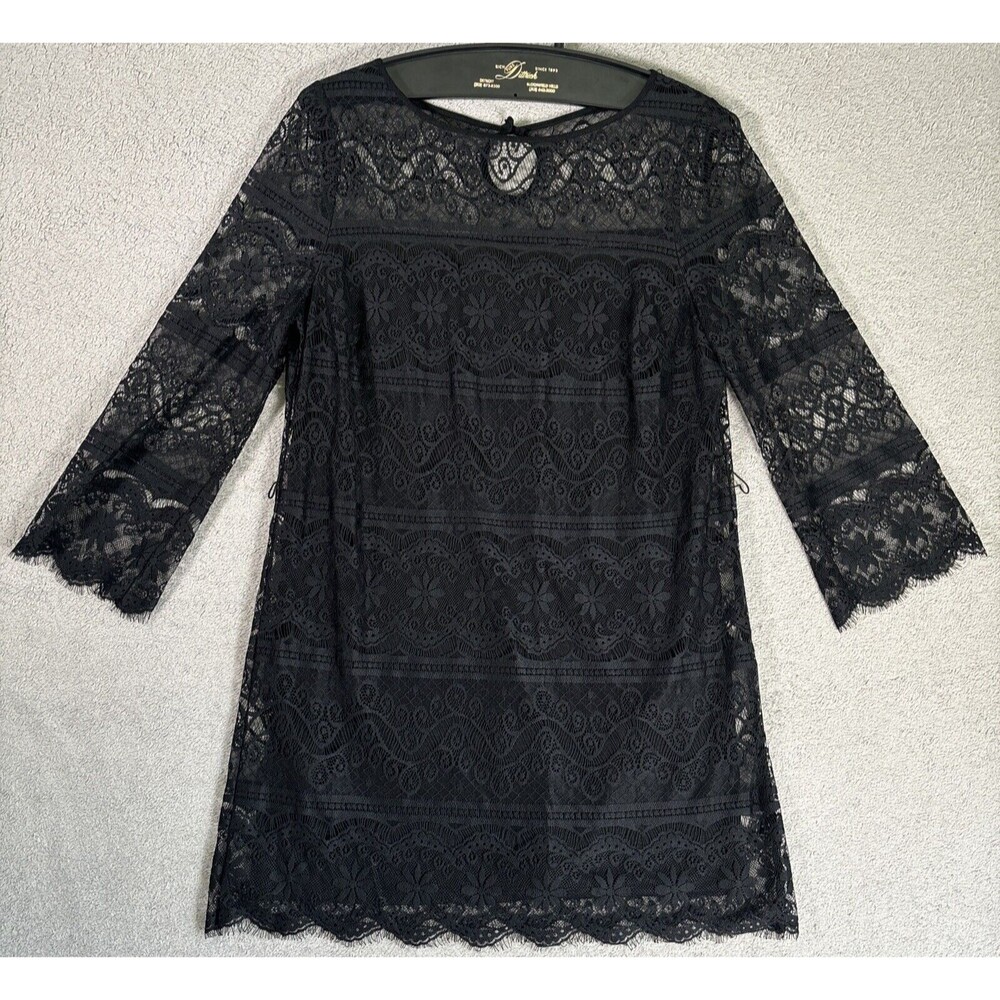 Chelsea & Violet Black Lace Top Size Medium Long Sleeve Layered Boho Whimsy Goth